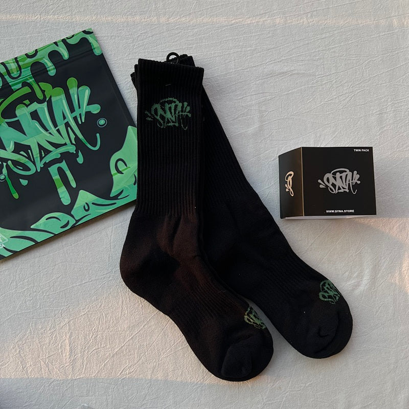 Graffiti Logo Crew Socks Twin Pack with Packaging