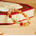 999 Fine Silver Auspicious Motif Yellow Tower Crystal Bracelet-Peaceful Joy