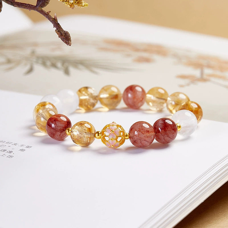 Luminous Poise-Rutilated Quartz Butterfly Bracelet