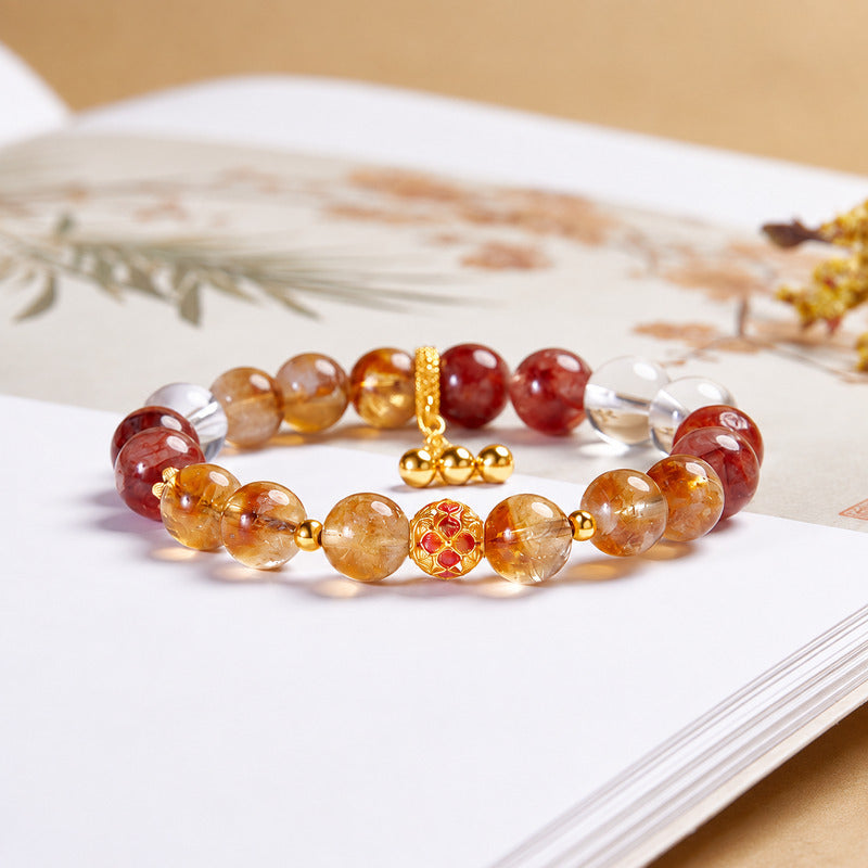 Enamel Flower Yellow Tower Crystal Bracelet-Blooming Joy