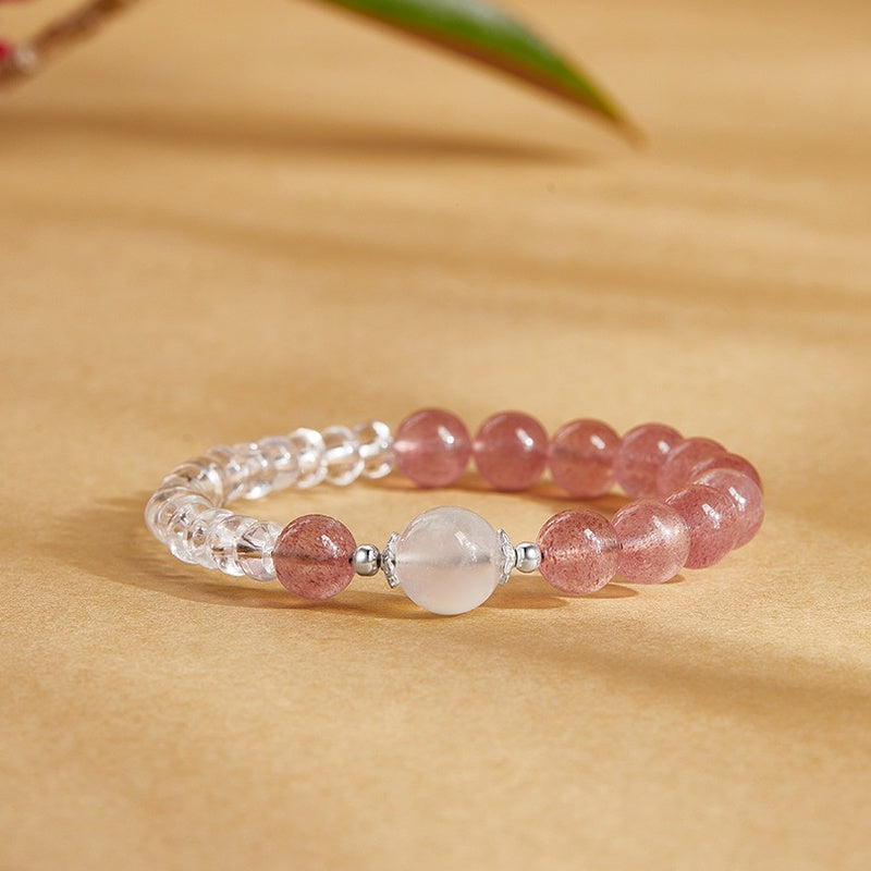 Strawberry Crystal Clear Quartz Bracelet-Crimson Grace