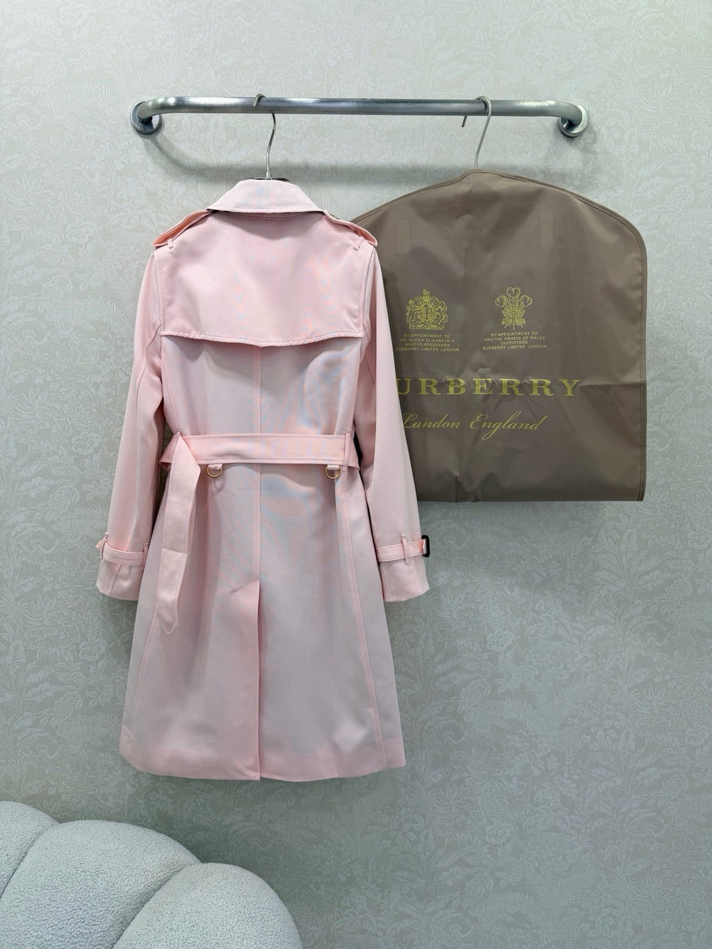 Classic Belted Trench Coat in Soft Pink