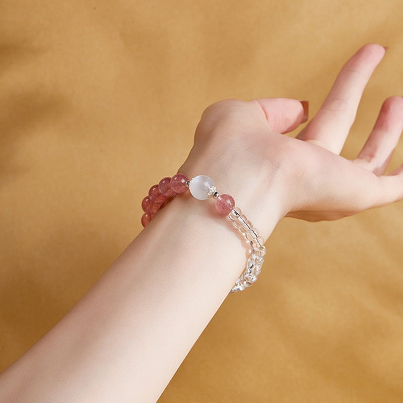 Strawberry Crystal Clear Quartz Bracelet-Crimson Grace