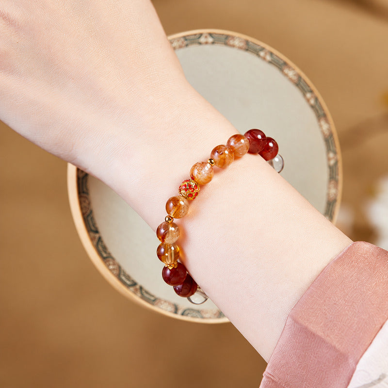 Enamel Flower Yellow Tower Crystal Bracelet-Blooming Joy
