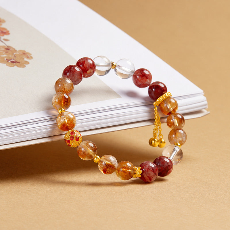 Enamel Flower Yellow Tower Crystal Bracelet-Blooming Joy