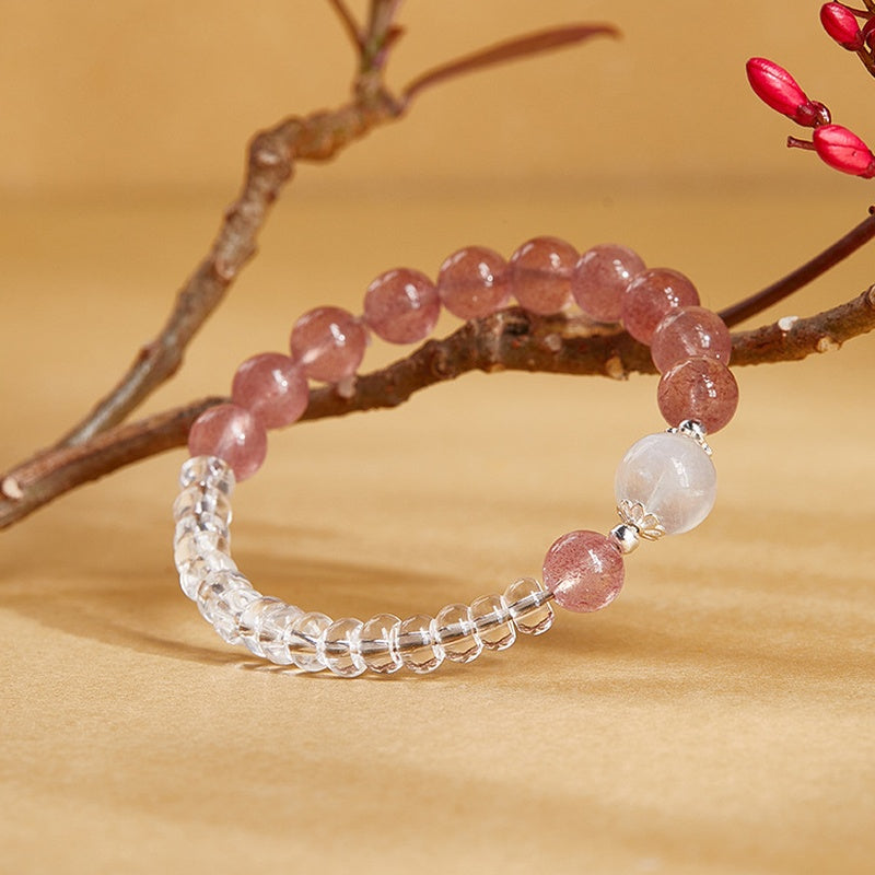 Strawberry Crystal Clear Quartz Bracelet-Crimson Grace
