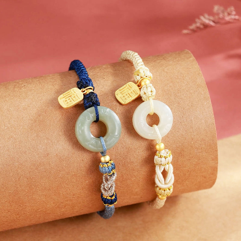 Dragon & Phoenix Nephrite Jade Cord Bracelets-Bond in Harmony