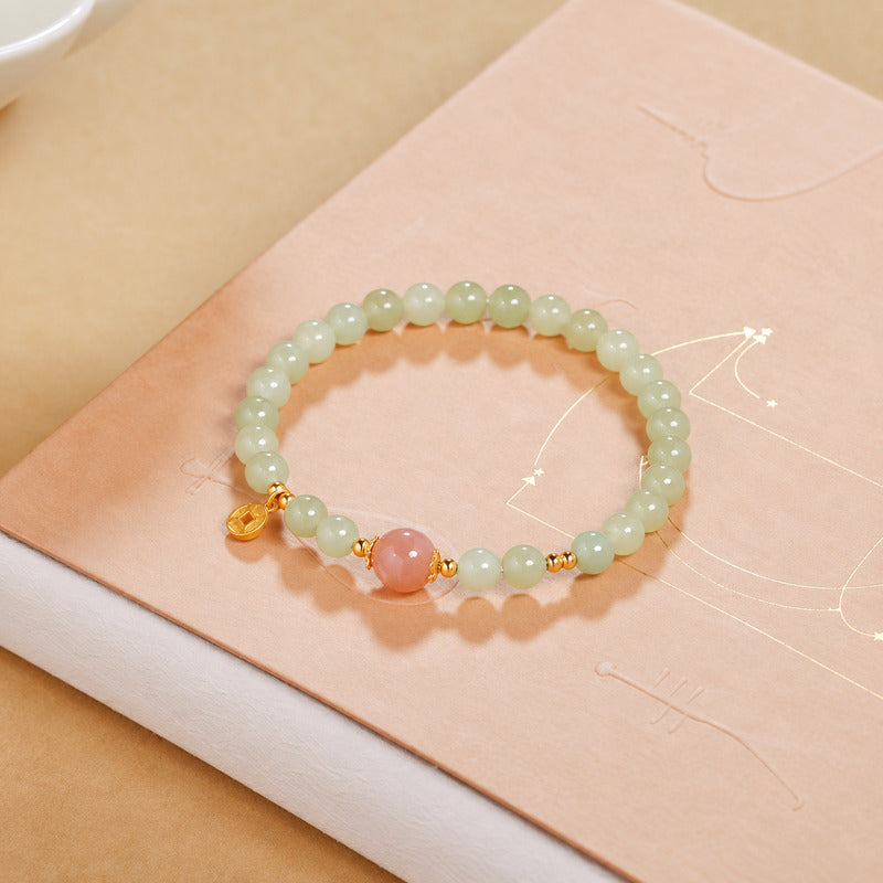 Luminous Grace-Nephrite Jade Orange Moonstone Bracelet