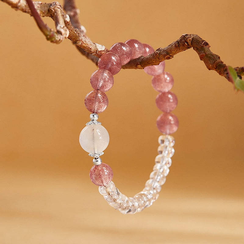 Strawberry Crystal Clear Quartz Bracelet-Crimson Grace