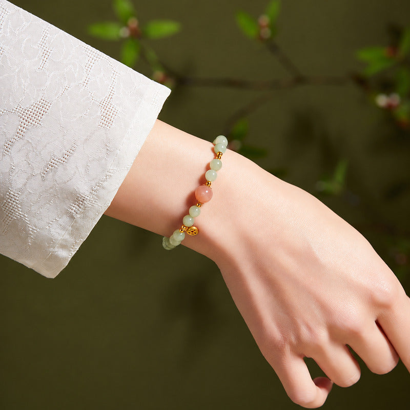 Luminous Grace-Nephrite Jade Orange Moonstone Bracelet