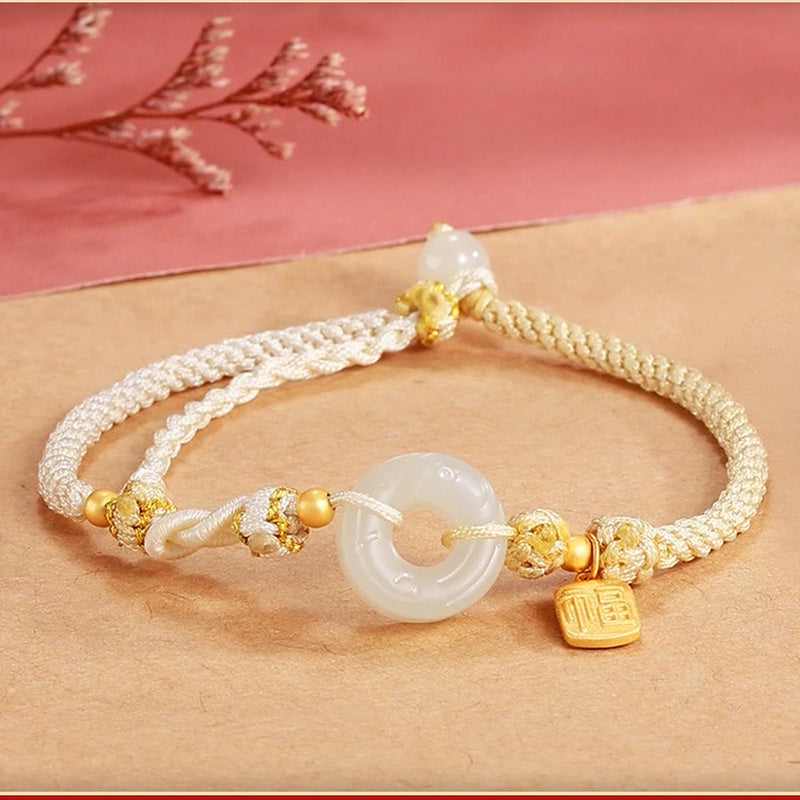 Dragon & Phoenix Nephrite Jade Cord Bracelets-Bond in Harmony