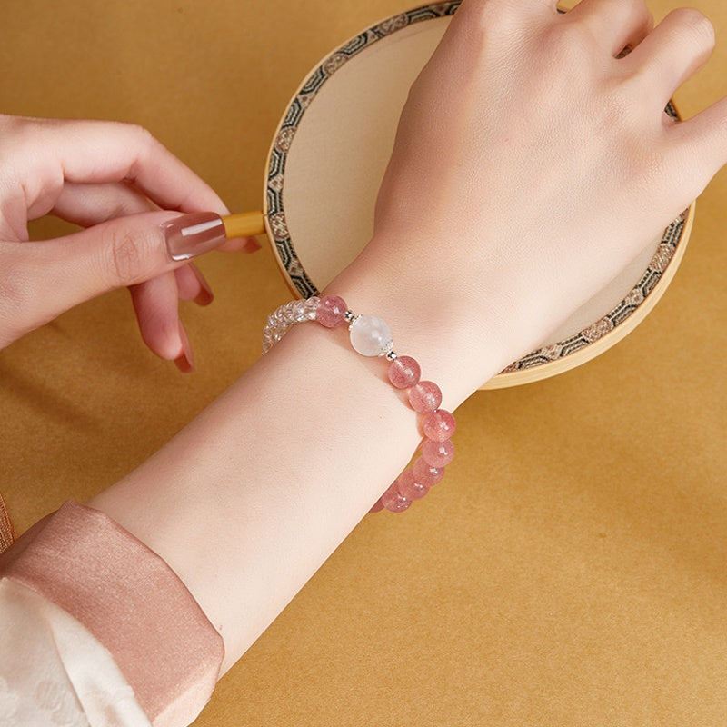 Strawberry Crystal Clear Quartz Bracelet-Crimson Grace
