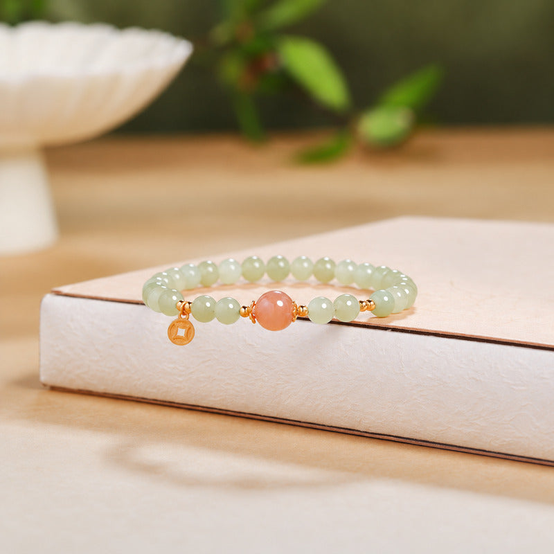 Luminous Grace-Nephrite Jade Orange Moonstone Bracelet
