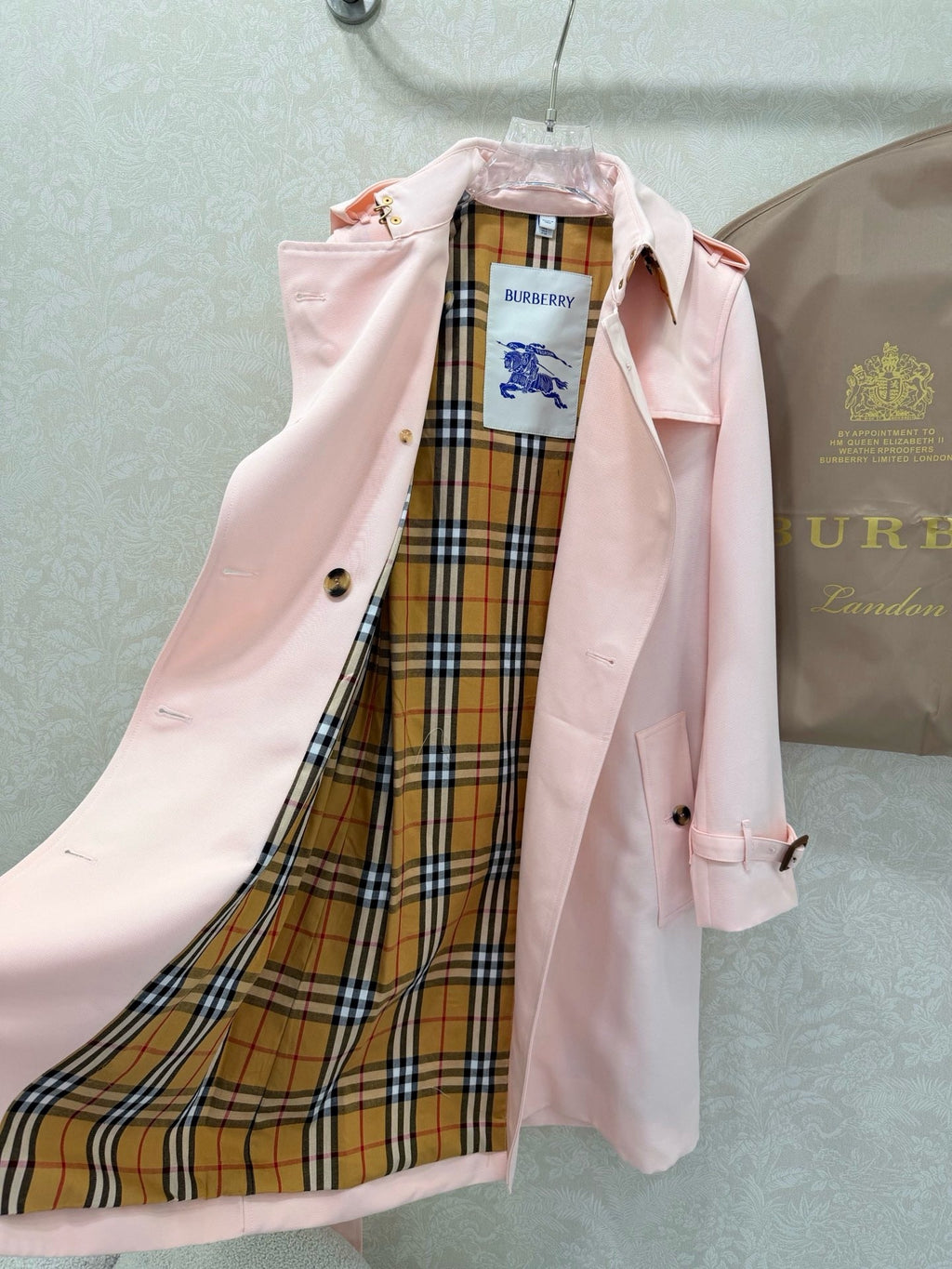 Classic Belted Trench Coat in Soft Pink