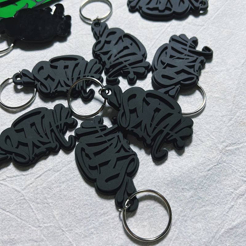 Graffiti Keychains - Black/Silver/Green
