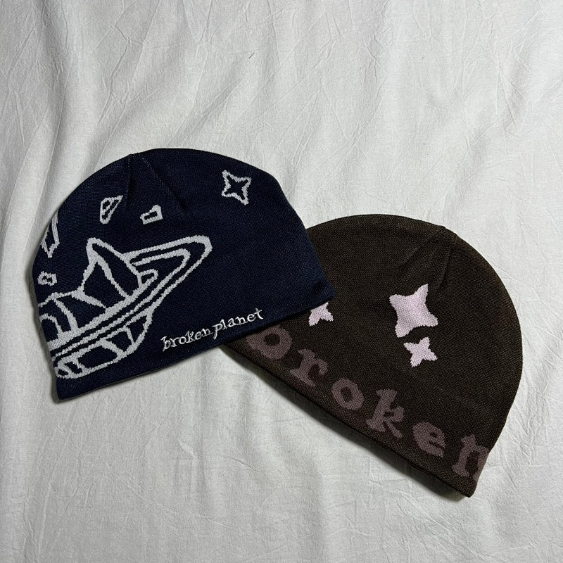 Broken Planet Beanies - Navy/Brown