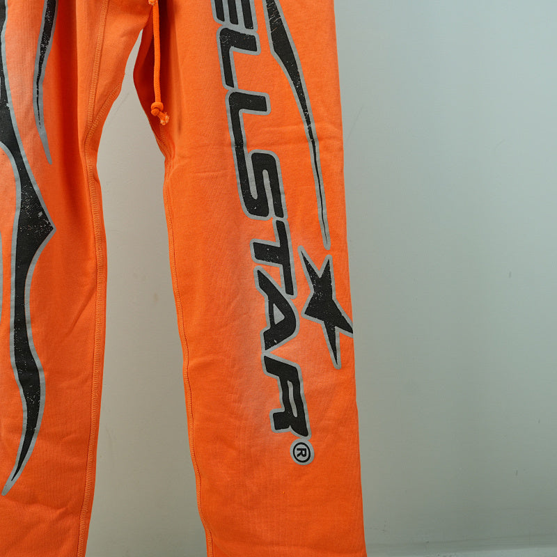 Hellstar Fire Orange Closed Elastic Bottom Sweatpants Orange Dye