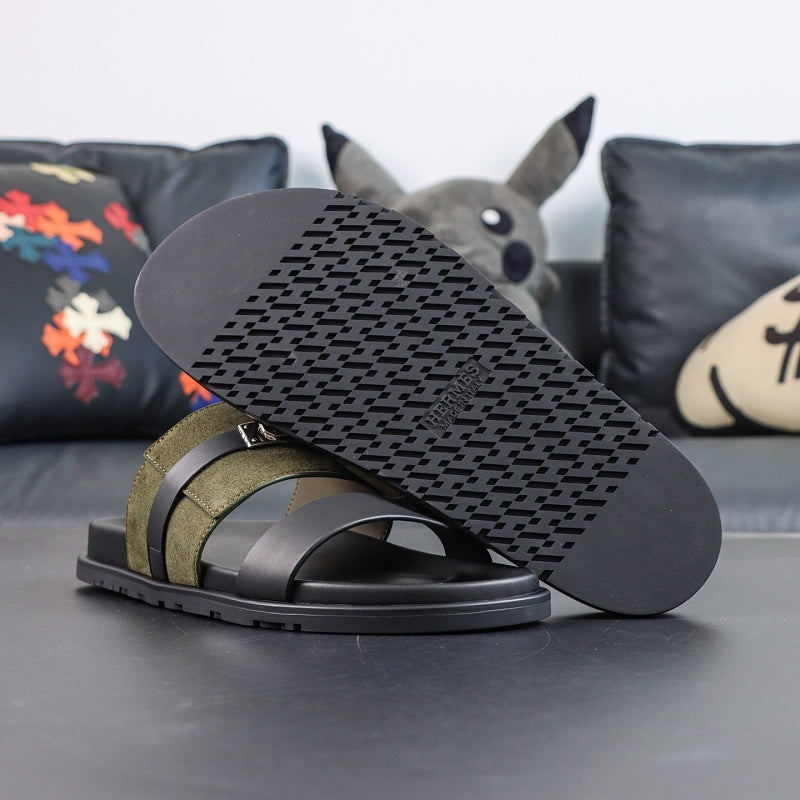 Hermes Extra Sandal - Kaki/Noir