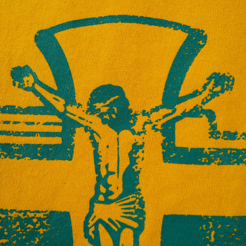 Hellstar Studios Jesus Emblem Short Sleeve Tee Shirt Yellow