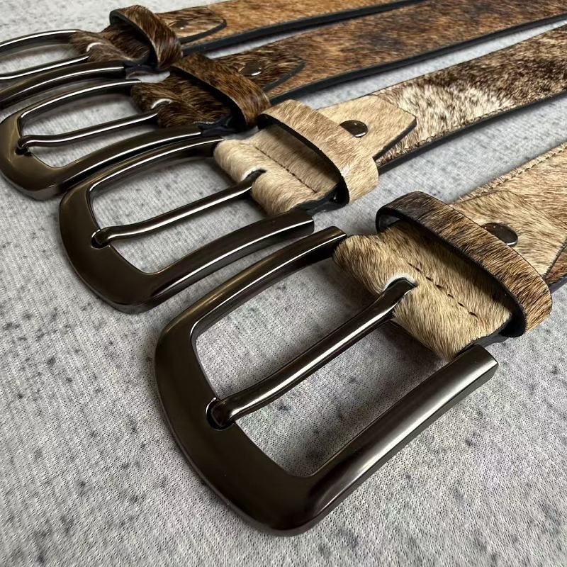 Cowhide Hair-On Belt - Tan/Brown