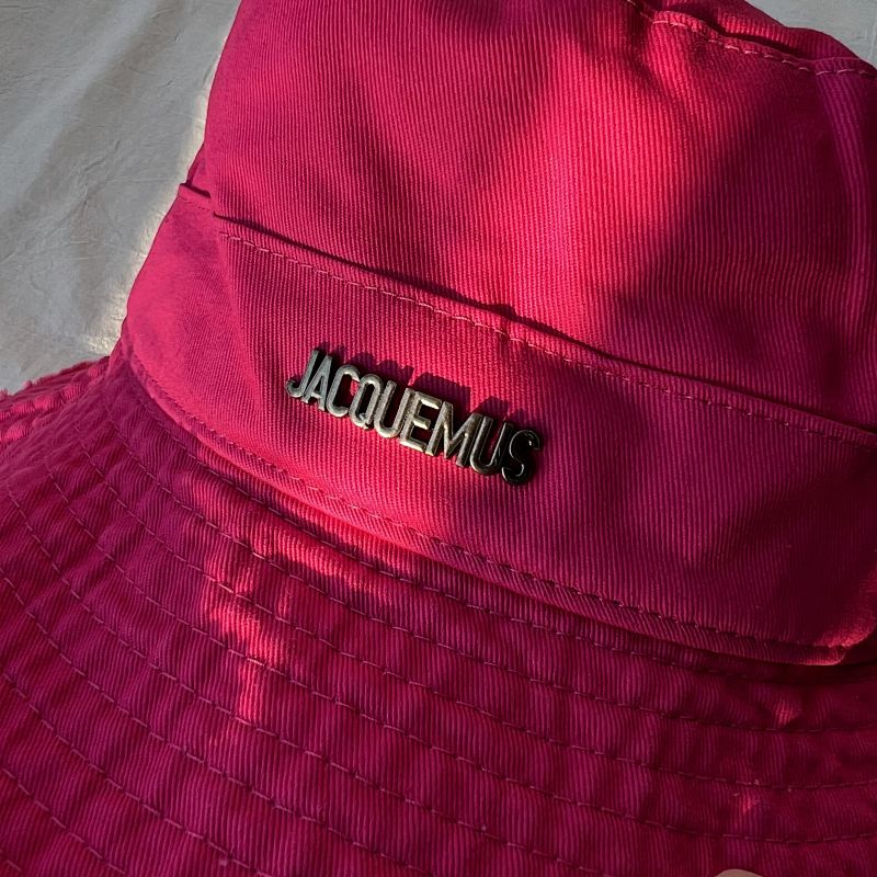 Jacquemus Pink Frayed Brim Bucket Hat