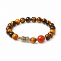 Grounded Fortune-Tiger's Eye & Red Agate Bracelet