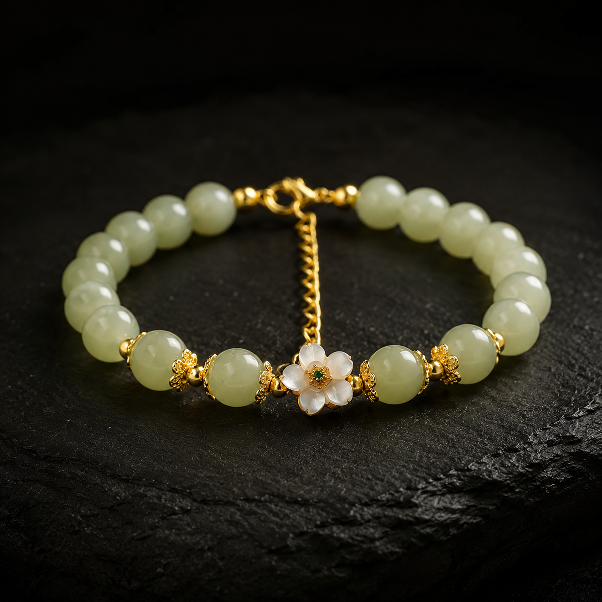 Peach Blossom Hetian Jade Bracelet-Tender Connection