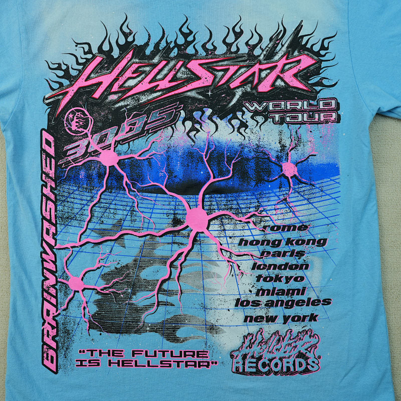 Hellstar Neuron Tour T-Shirt Light Blue