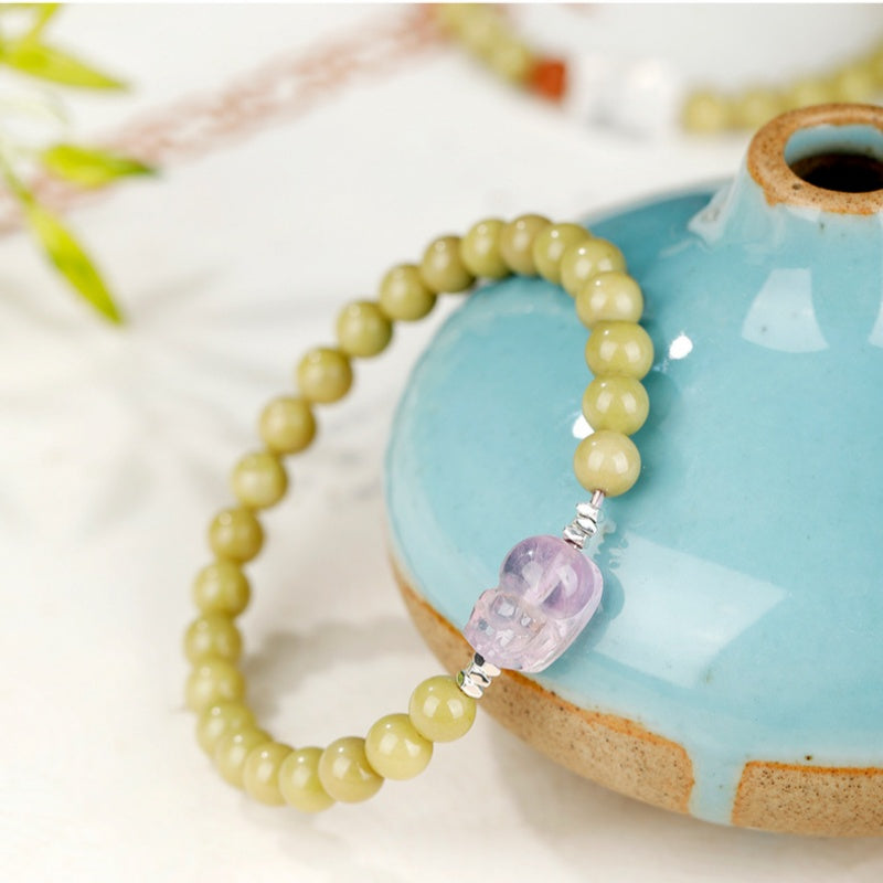 Amethyst Pixiu Green Agate Bracelet-Fortune with Intention