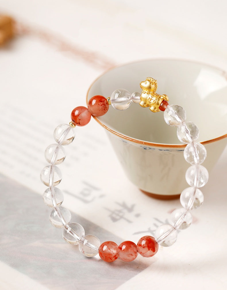 Lucky Gold Horse Ice-Floating Crystal Bracelet-A Bright New Journey