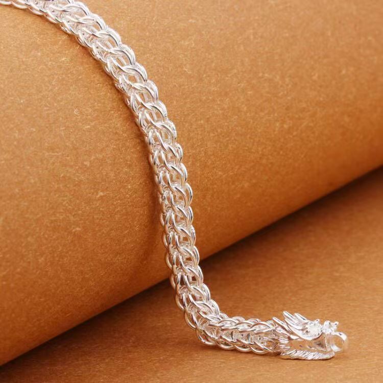 Double Dragon 999 Silver Bracelet-Traditional Prosperity Symbol