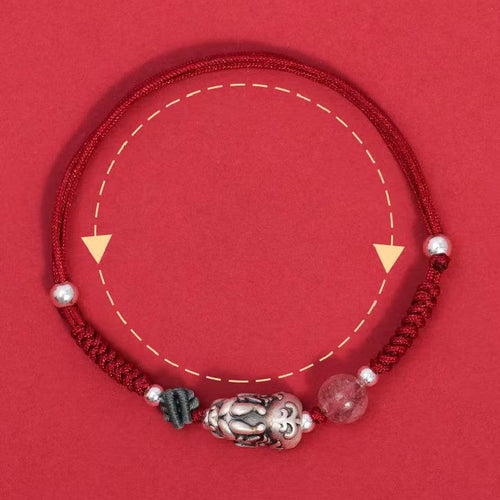 999 Silver Pixiu Red String Couple Bracelet-Protection and Wealth