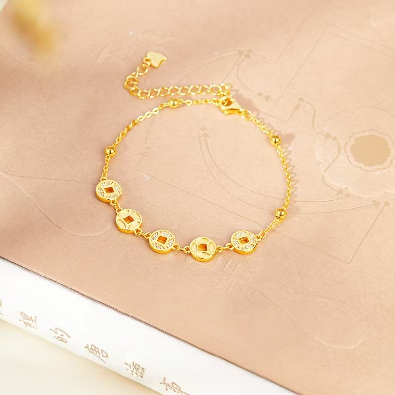 Rolling Fortune Coin Bracelet ¨C18k Gold Plated 925 Sterling Silver