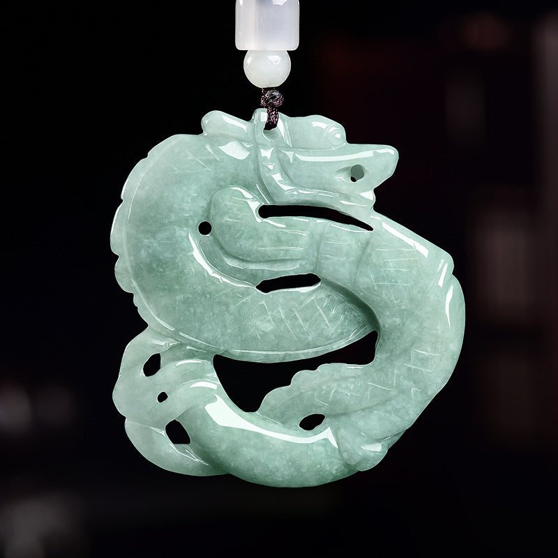 Prosperous Ascent Jade Dragon Pendant