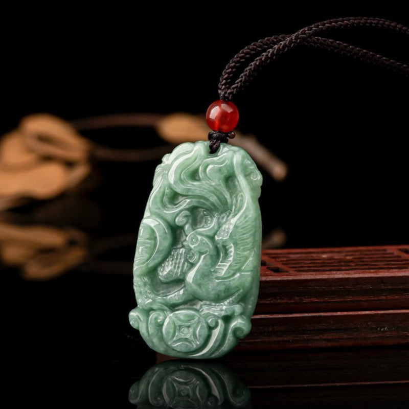 Dragon & Phoenix Couple Jade Pendant Set-Love. Harmony & Lasting Blessings