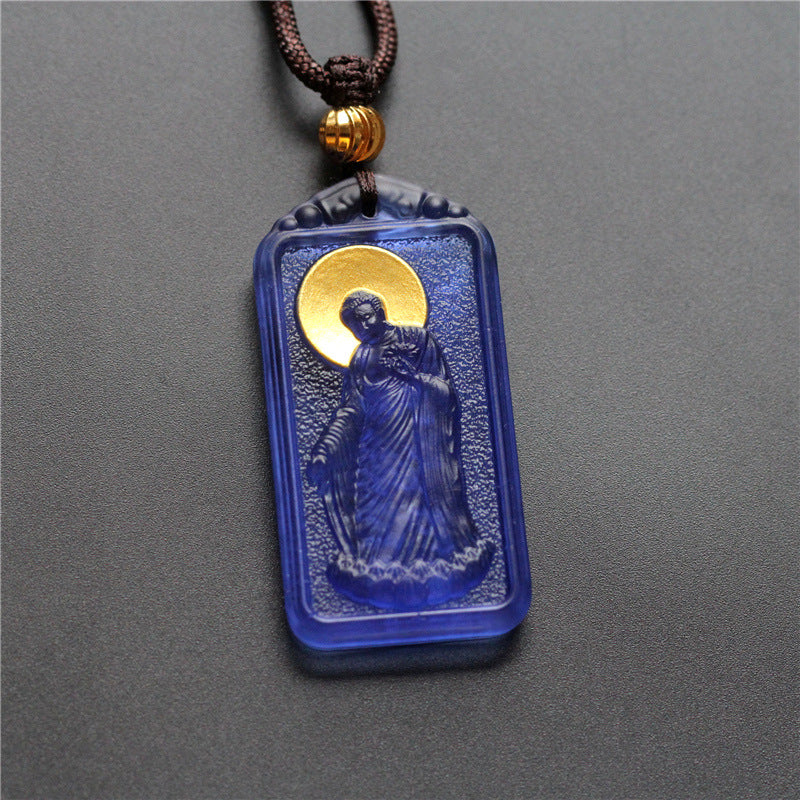 Sacred Zen Gilded Liuli Buddha Pendant - Golden Body & Halo Protection Series