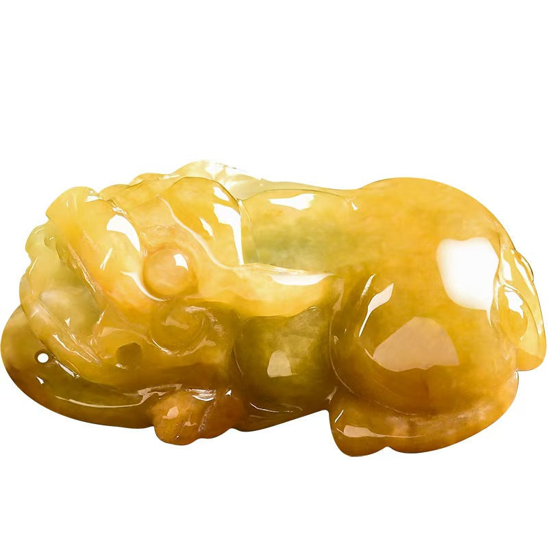 Natural Yellow Jade Pixiu Pendant – Symbol of Prosperity. Protection & Confidence