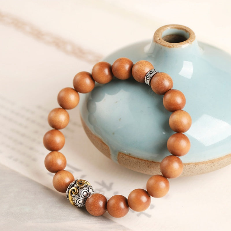 Auspicious Cloud & Six True Words Sandalwood Bracelet-Grounded Intention