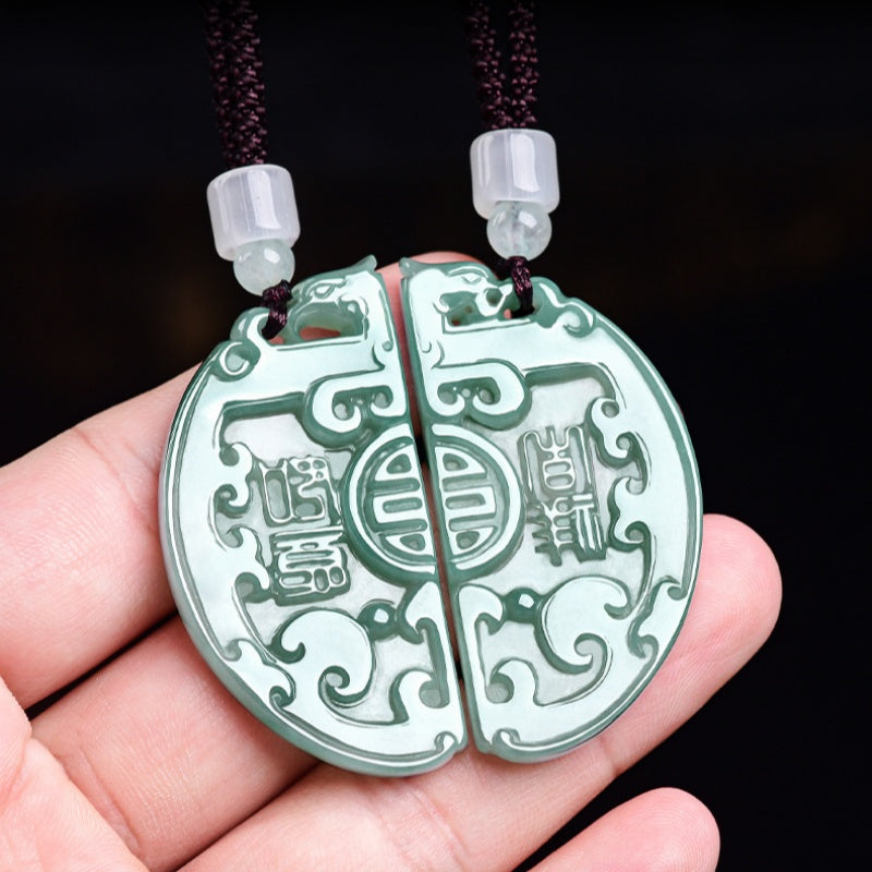 Balanced Together-Dragon & Phoenix Jade Couple Pendant