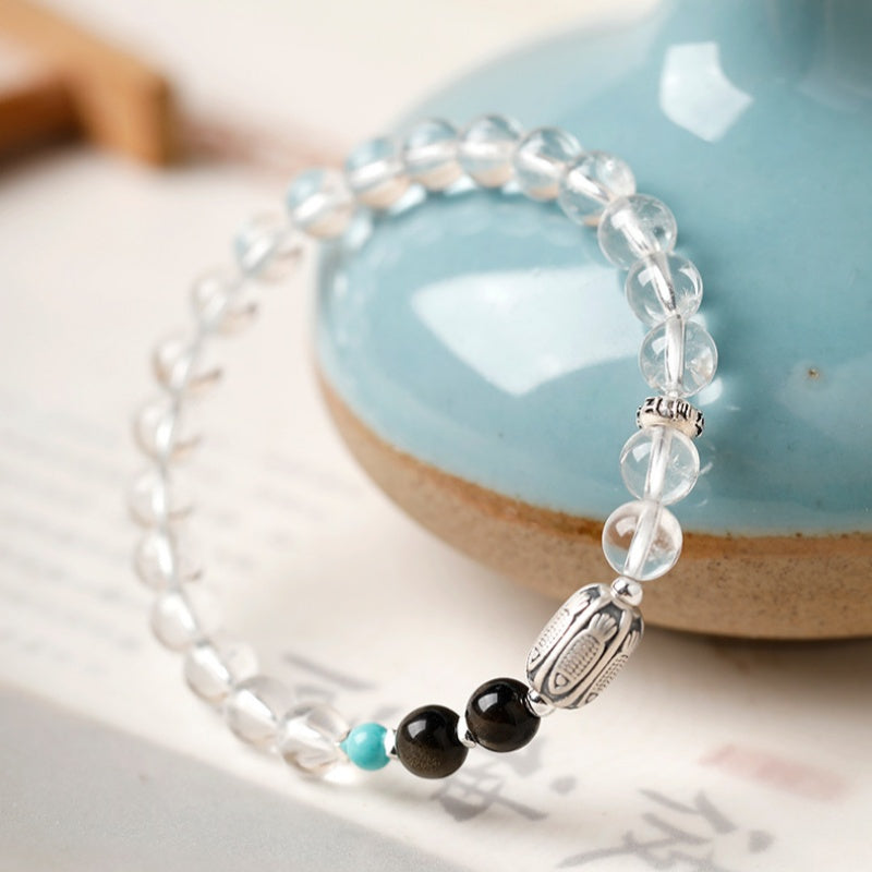 Flow Forward-Silver Koi Clear Quartz Bracelet