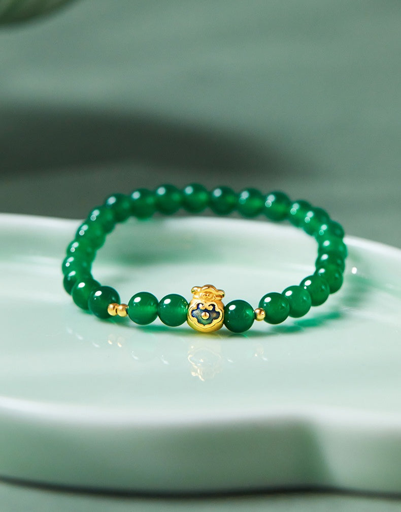 Ruyi Blessing Pouch Chalcedony Bracelet ¨C Serenity. Joy & Good Fortune