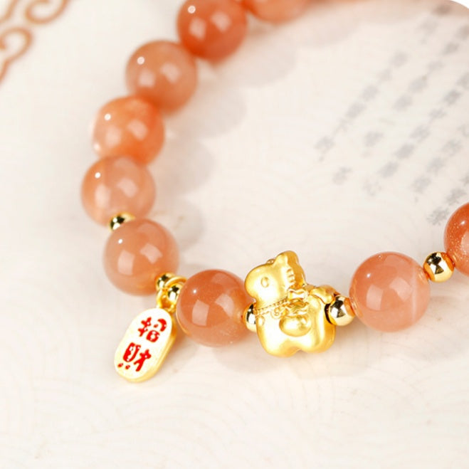 Sunstone Year of the Horse Good Fortune Bracelet ¨C 18K Gold Vermeil & Natural Vitality