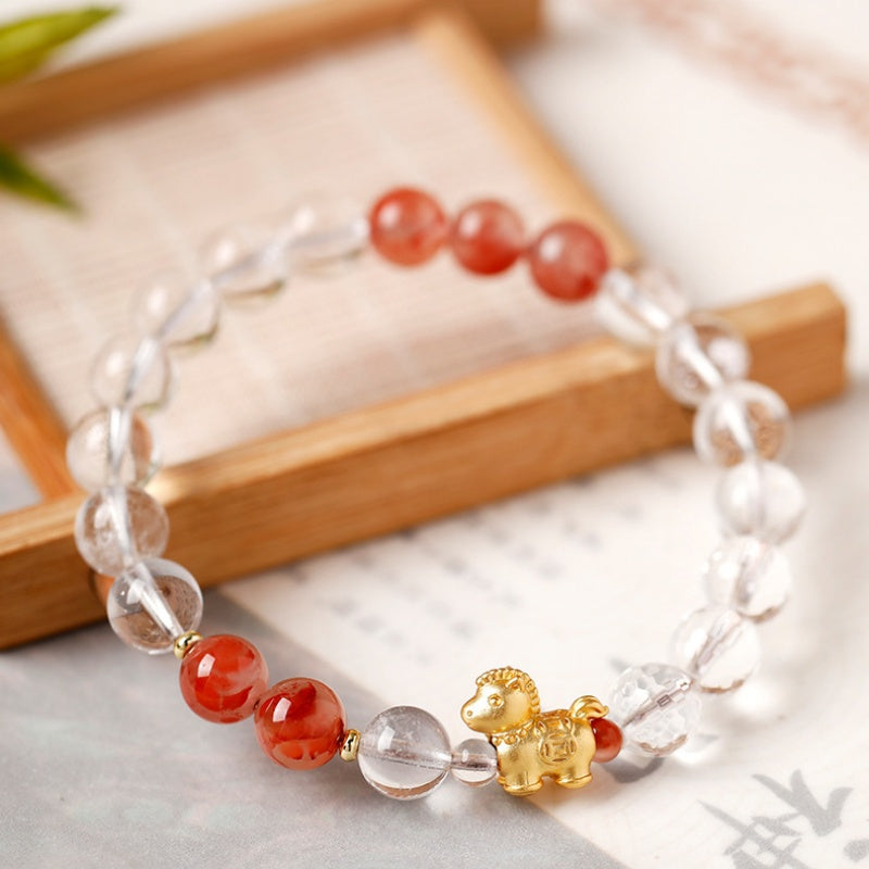 Lucky Gold Horse Ice-Floating Crystal Bracelet-A Bright New Journey