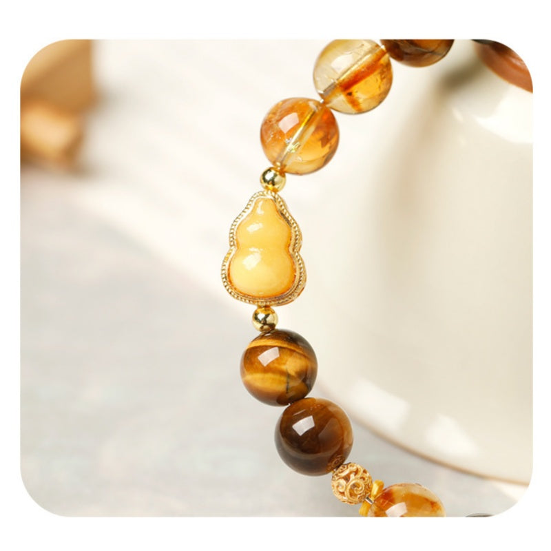 Yellow Tower Crystal Gourd Tiger's Eye Bracelet-Steady Fortune
