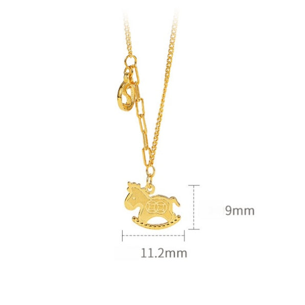 Lucky Horse Golden Necklace¨C2026 Year of the Horse Symbol of Progress & Prosperity