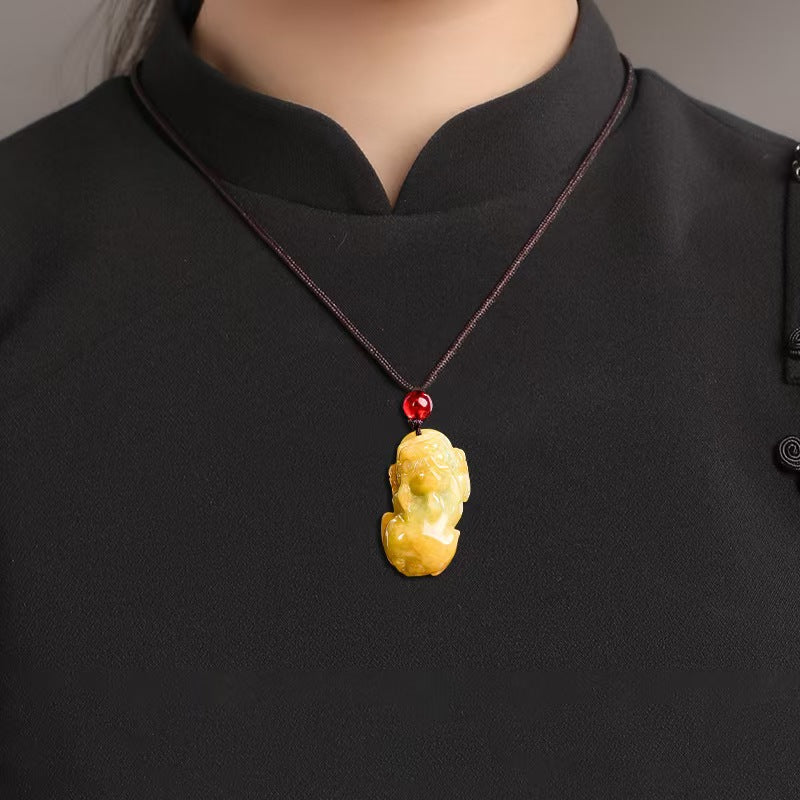 Natural Yellow Jade Pixiu Pendant – Symbol of Prosperity. Protection & Confidence