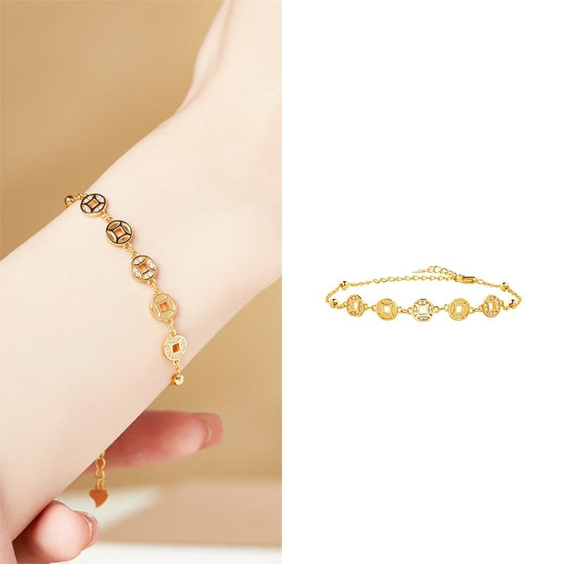 Rolling Fortune Coin Bracelet ¨C18k Gold Plated 925 Sterling Silver