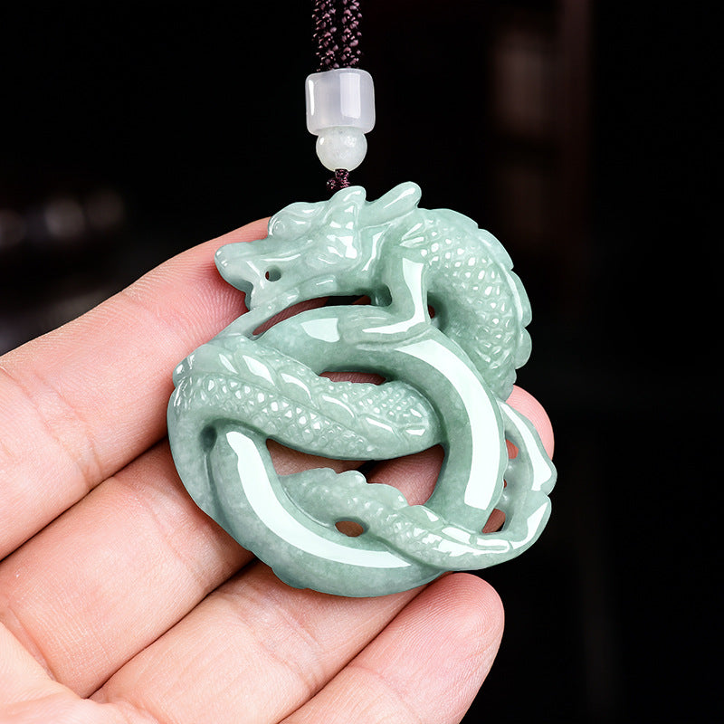 Prosperous Ascent Jade Dragon Pendant