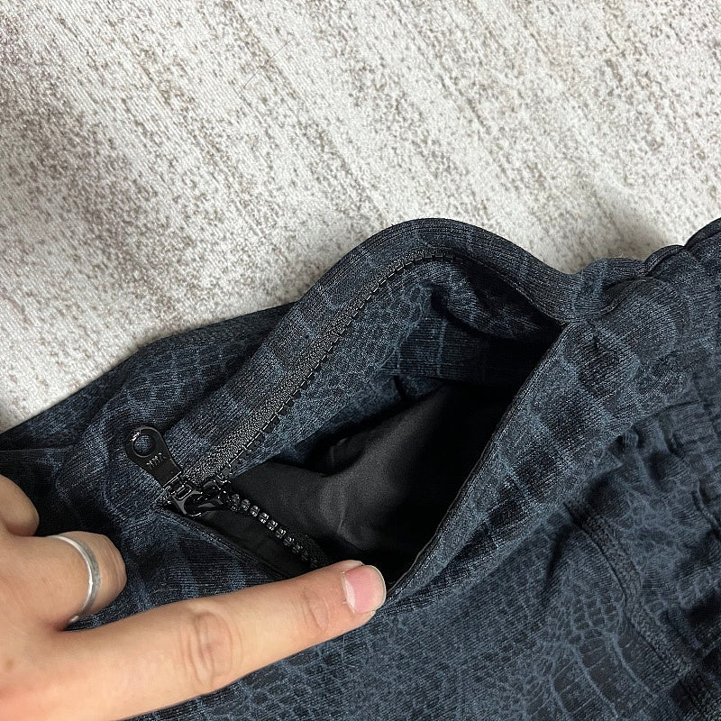 Grey Croc-Print Zip Garment