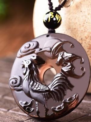 12 Chinese Zodiac Lucky Amulet Ice Obsidian Pendant Necklace